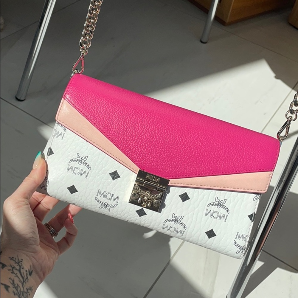 MCM Millie Medium Visetos Leather Block Crossbody